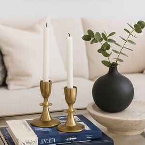 Dirilyte MCM Bronze Candlestick Holders Set of 2